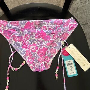 Beach Bunny Neon Pink and Purple Floral Bikini Bottom
